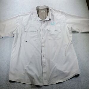 Realtree Fishing Mens Button Down Shirt Grey 3XL Ventilated Performance